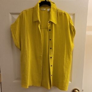 Kaktus Yellow Casual Button Down Shirt Relaxed Fit